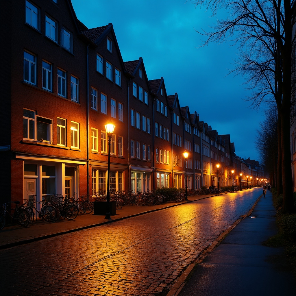Wohnstraße in Hamburg am Abend
